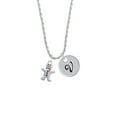 thumbnail image 2 of Delight Jewelry Silvertone Gingerbread Man with Red Scarf Silvertone Script Initial Disc - V - Charm Necklace, 20"+3", 2 of 4