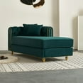 thumbnail image 4 of Velvet Chaise Lounge with Tufted Back & Pillows, Modern Green Chaise Sofa for Living Room Bedroom Apartment Furniture, 4 of 9