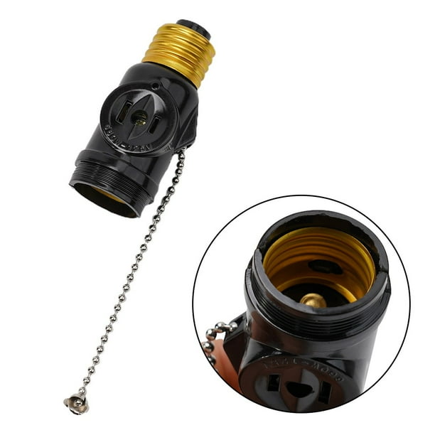 Light Bulb Socket To Plug Adapter with Switch Base Ac Outlet E26 Led Black
