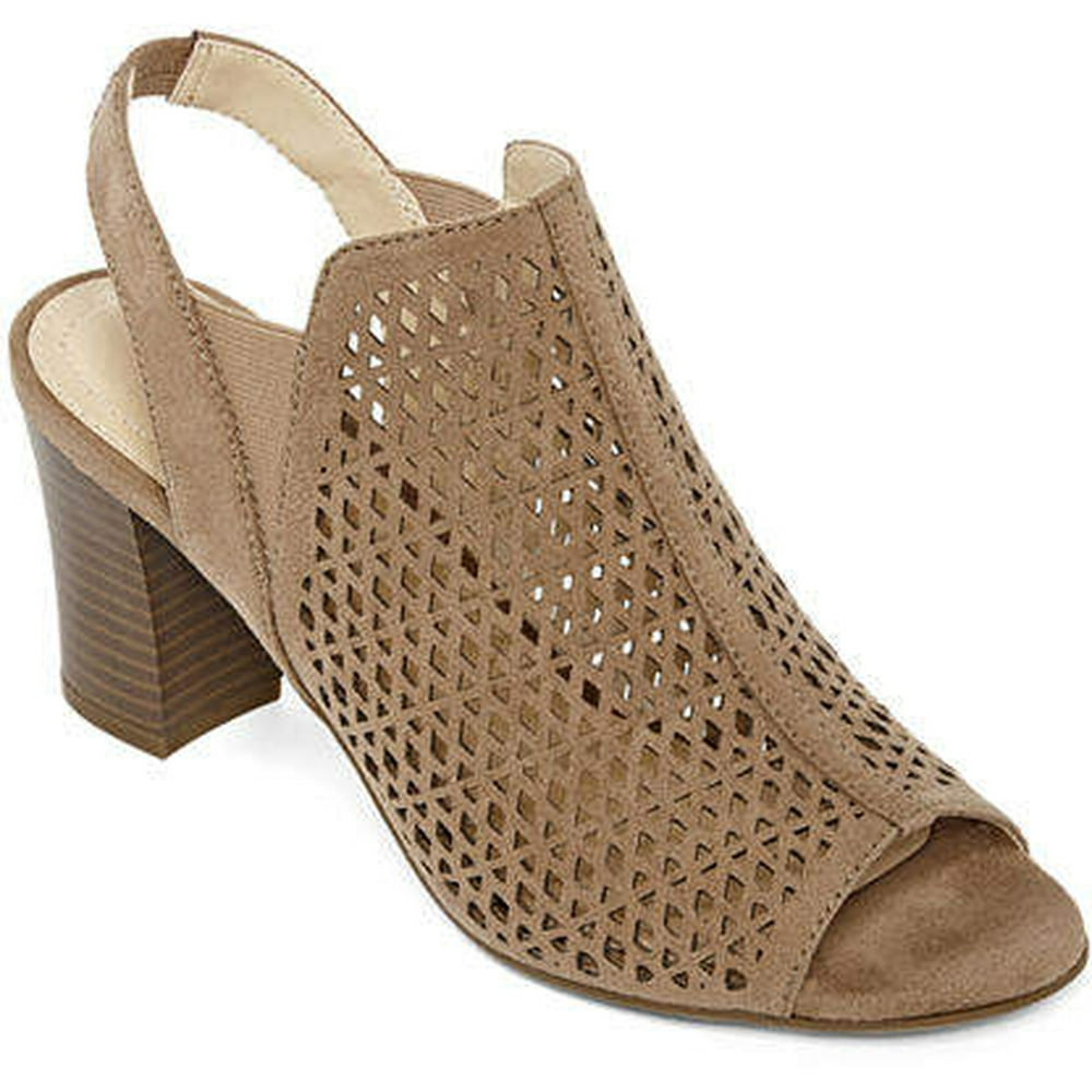 peep toe block heel bootie