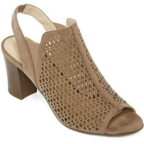 open toe bootie block heel