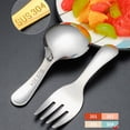 thumbnail image 4 of HLONK 2Pcs/Set Stainless Steel Baby Spoon Fork Set Short Handle Mirror Polished Mini Ice Cream Dessert Tea Soup Spoon Fork Set Kitchen Cutlery Utensils, 4 of 7