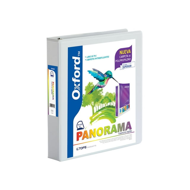 Carpeta de Argollas Oxford Panorama, Tamaño Carta, Herraje "D" de 1.5 Pulgadas, Color Blanco