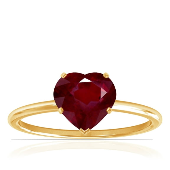 GemsNY July Birthstone - Dainty Heart Shape Four Prong Ruby Solitaire Ring For Women (Grade - AA | 1.00cts.)