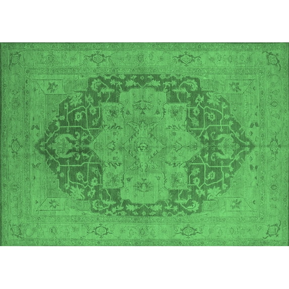 Ahgly Company Indoor Rectangle Oriental Emerald Green Industrial Area Rugs, 5' x 8'