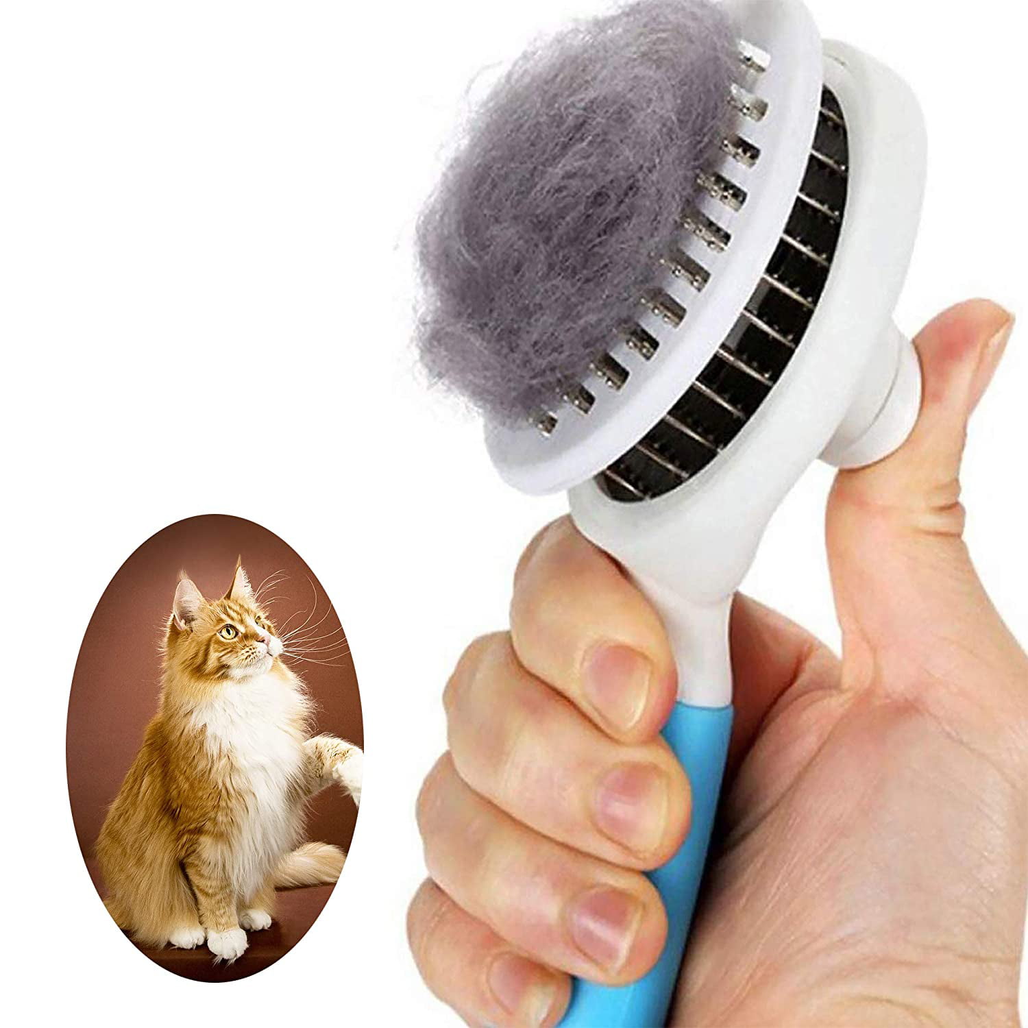 Pet Grooming Brush Cat Dog Brush Pet Massage Comb Slicker Clean Loose Fur Dirt for Pet Grooming Grey 