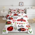 thumbnail image 1 of YST Cartoon Ladybug Full Size Comforter Set for Kids Boys Girls Cute Insect Animal Bedding Set, Pink Red Floral Flower Down Comforter Wild Ladybird Bed Set, Spring Garden Quilted Duvet, 1 of 5