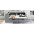 thumbnail image 5 of Newest Wood Full Size Platform Bed with Storage Shelves, Drawers, Charging Station , Upholstered Headboard, Gray, 5 of 9