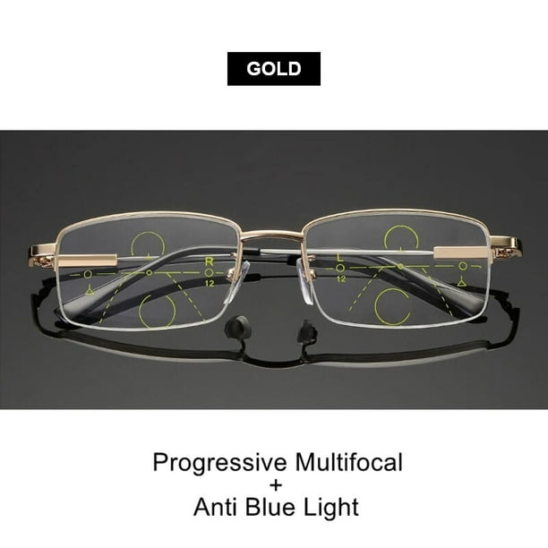 BLMUSA-gafas de lectura multifocales progresivas para hombres y mujeres, gafas de titanio Anti luz azul, gafas casuales para ancianos, alta calidad