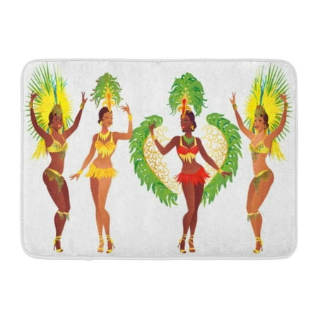GODPOK Orange Brazil of Brazilian Samba Dancers Carnival Girls Wearing Festival Costume is Dancing Yellow Dress Rug Doormat Bath Mat 23.6x15.7 inch