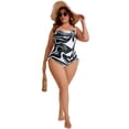 thumbnail image 7 of DARING DIVA Women's Plus Swimsuit Tummy Control Bathing Suit Ruched High Cut 2X Black, 7 of 7