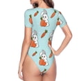 thumbnail image 4 of The Xecao Rabbit Is Eating Carrots Women's Crew Neck Body Suit, a short-sleeved bodysuit and basic swimsuit, both comfort and style for dating and daily life, 4 of 9