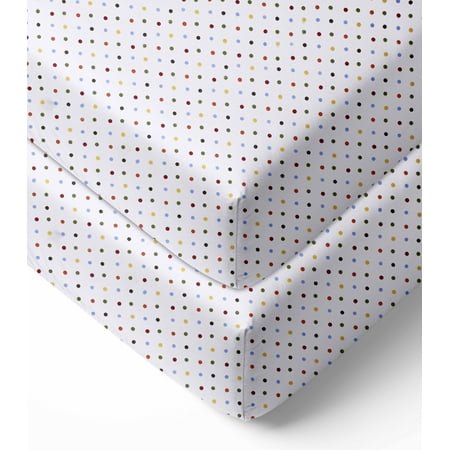 Bacati - Multi color pin dots Baby & Me Crib Sheet 100% Cotton Percale