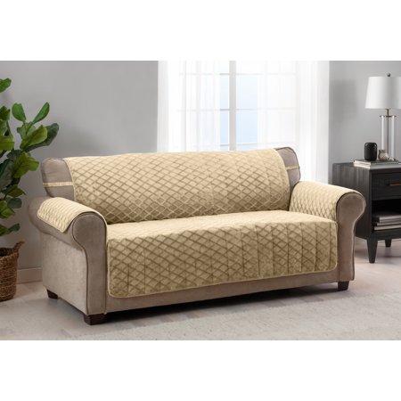 Innovative Textile Solutions 1-piece Fairmont Diamond Plush XL Sofa Furniture Cover  Gold