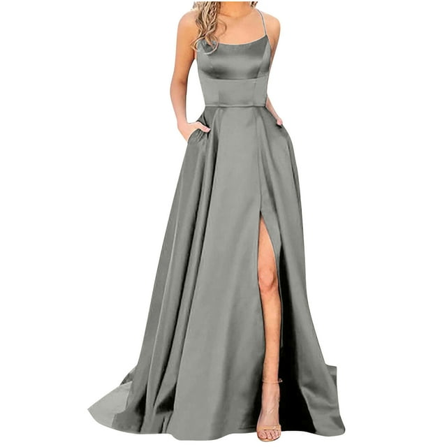 LOVZFMLL Robes Femme Couleur Unie Dos Nu Bretelles Longue Robe Ajustée Épaules Dénudées Robe de Soirée