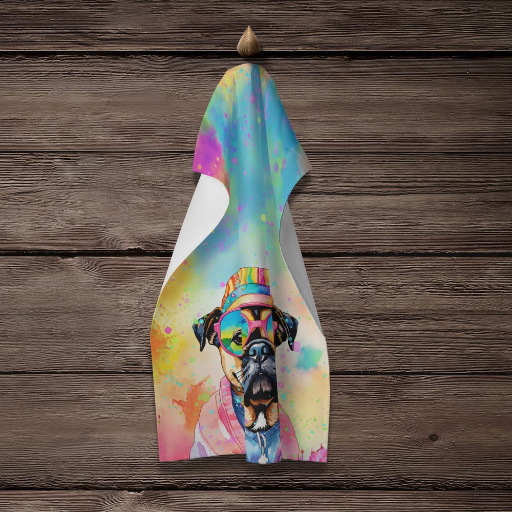 Carolines Treasures DAC2544KTWL 25 x 15 in. Unisex Pug Hippie Dawg 100 Percent Cotton Kitchen Towel