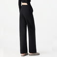 thumbnail image 4 of Micaxili Women's High Waisted Wide Leg Pants Casual Drawstring Elastic Waist with Pockets(Black-S), 4 of 7