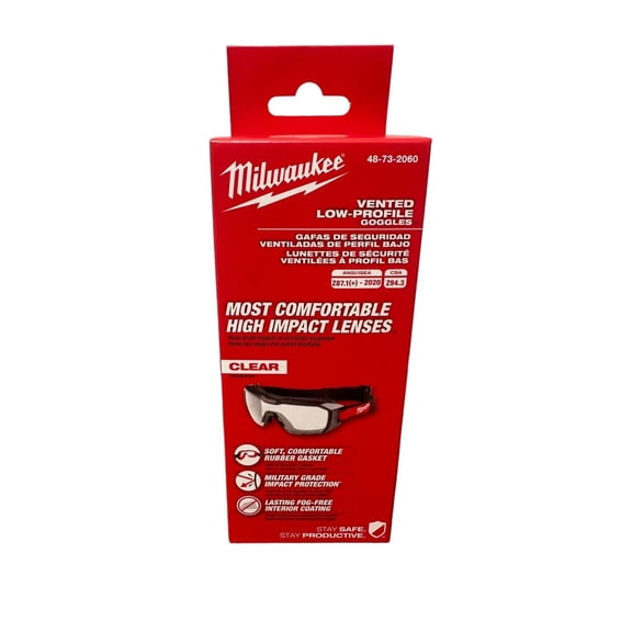 Milwaukee Vented Goggles - Clear Dual Coat Lens