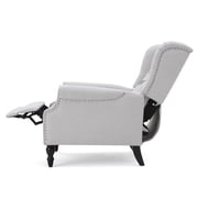 GDF Studio Elizabeth Contemporary Tufted Wingback Pushback Recliner, Light Gray and Dark Brown