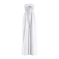 thumbnail image 4 of Costeam Womens Strapless Tube Jumpsuit Smocked Bust Self Tie Waist Dual Side Pockets Wide Leg Solid Color Lightweight Casual Vacation One Piece Outfit, 4 of 5