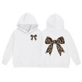 thumbnail image 5 of idosla Hoodies for Teen Girls Fall Sets 2 Piece Outfits Sweatshirts Trendy Preppy Cheetah Print Bow Hoodie (White, 12-13 Years), 5 of 8