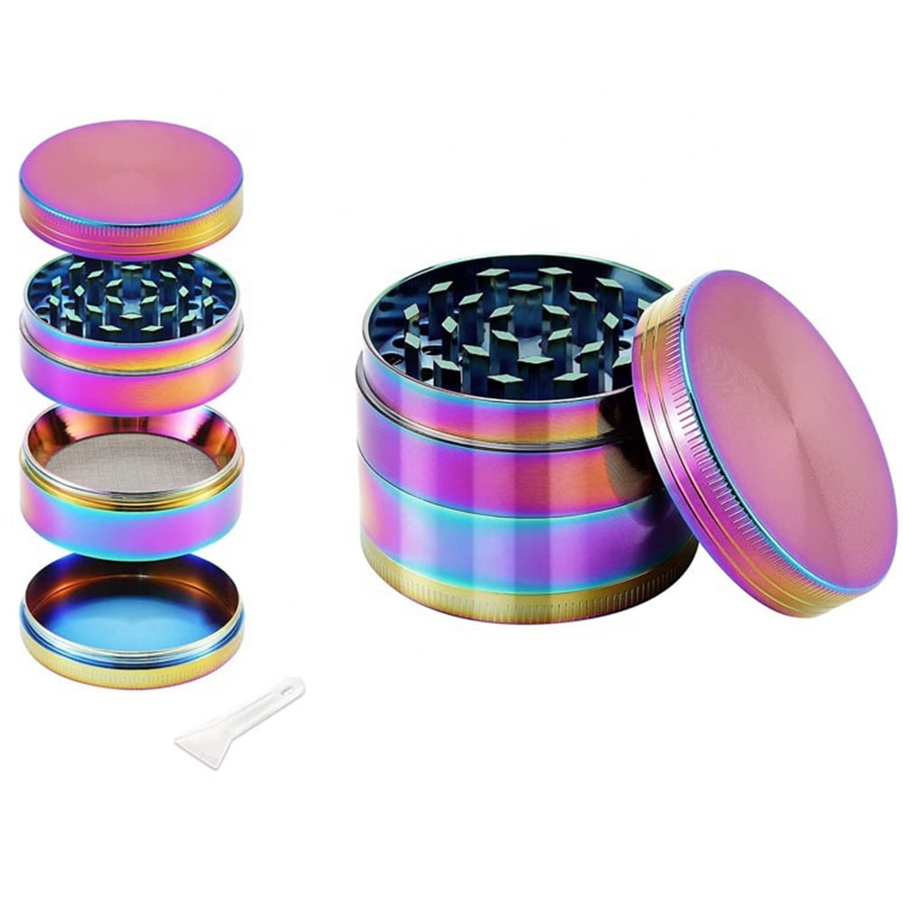 50X40MM Fancyli Multi-Color 4 Pieces Tobacco Grinder Spice Grinder Herb Grinder with a Cleaning Brush Rainbow Grinder 
