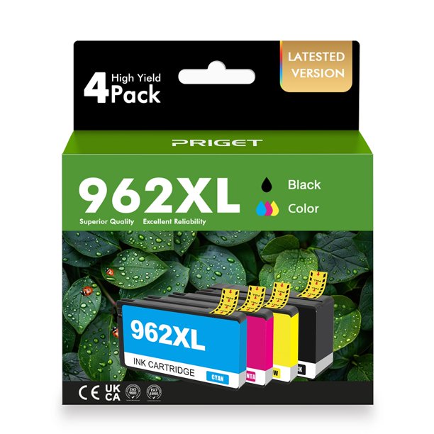 Paquete combinado de cartuchos de tinta PRIGET 962XL negro, cian y magenta