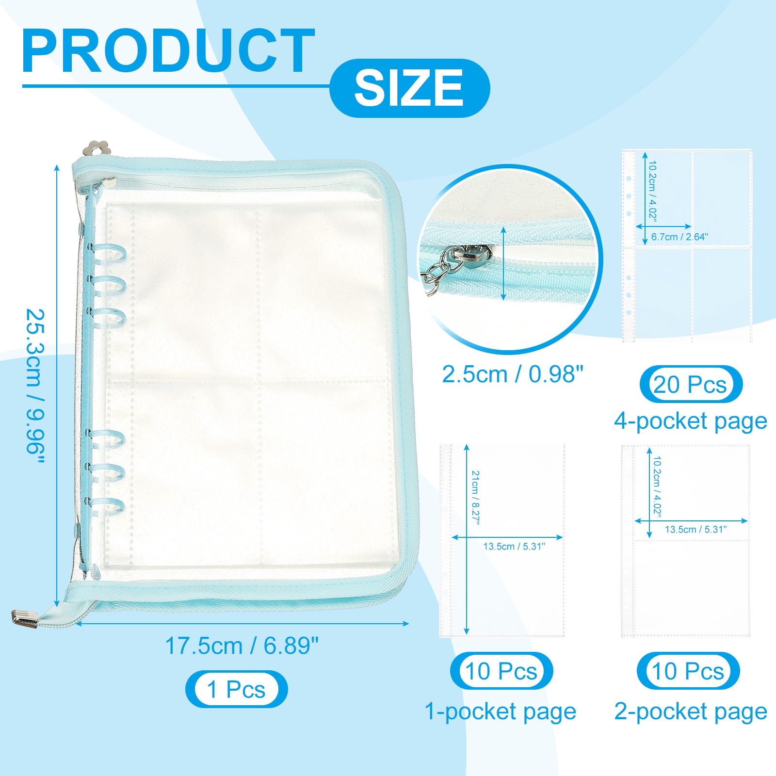Uxcell Sticker Organizer Binder, Reusable A5 Album with 220 Pocket, Blue