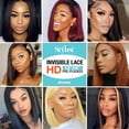 thumbnail image 6 of GLAM21USA HD Lace Front Bob Wig 13X6 Transparent Lace Frontal16 Inch Bob Wigs Straight Human Hair Blend Swiss Lace Middle Length Heat Friendly Synthetic Wig - Brianna (1B-OFFBLACK), 6 of 7