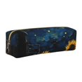 thumbnail image 1 of Fotbe Oil Starry Sky Sunflower Estuche para Lápices de Cuero con Estampado, Estuche con Cremallera Resistente, Organizador Compacto y Elegante para Papelería, 1 of 7