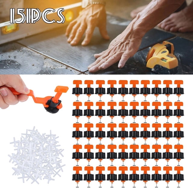 Tile Leveling System Kit 50pcs Tile Leveler Spacers 100pcs Cross Tile Gap Tool with 1 Wrench Reusable Ceramic Tile Installation Tool for Building Walls Floors