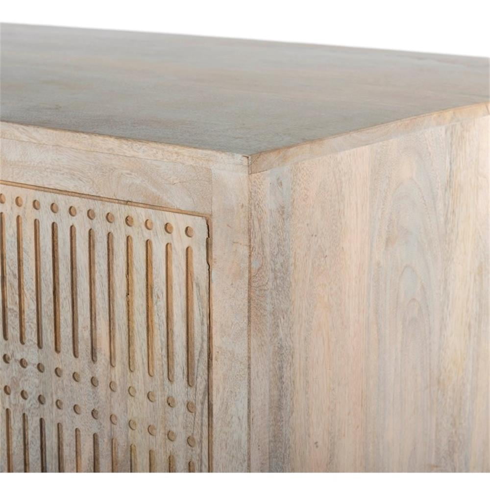Sarah Solid Wood Hand-Carved Executive Desk in Brushed Ivory Finish