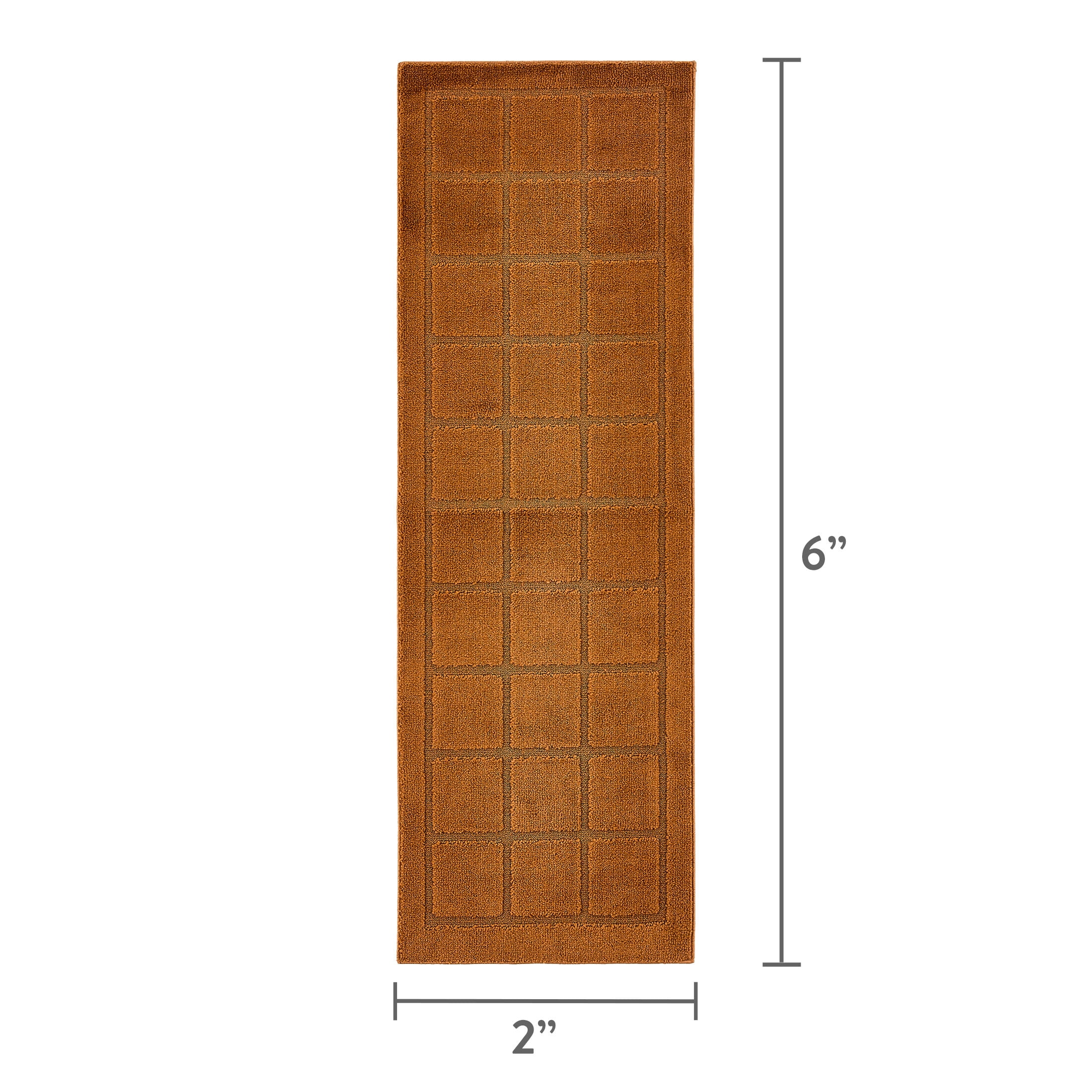 Mainstays Solid High Low Tufted Grid Brown Indoor Runner Rug, 2' x 6'