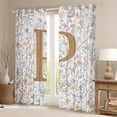 thumbnail image 2 of Homewish Letter P Monogrammed Curtains Pack of 2 (42x84 Each),Retro Rustic Flower Curtains Blackout,Countryside Plant Bedroom Curtains For Child,Microfiber Room Decorative, 2 of 6