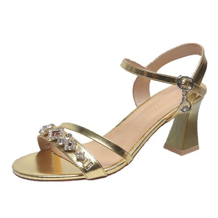 

nsendm Wedding Sandals for Women Sandals For Women Ladies Heel High Heel Fish Wedge Sandals for Women Lace Gold 7