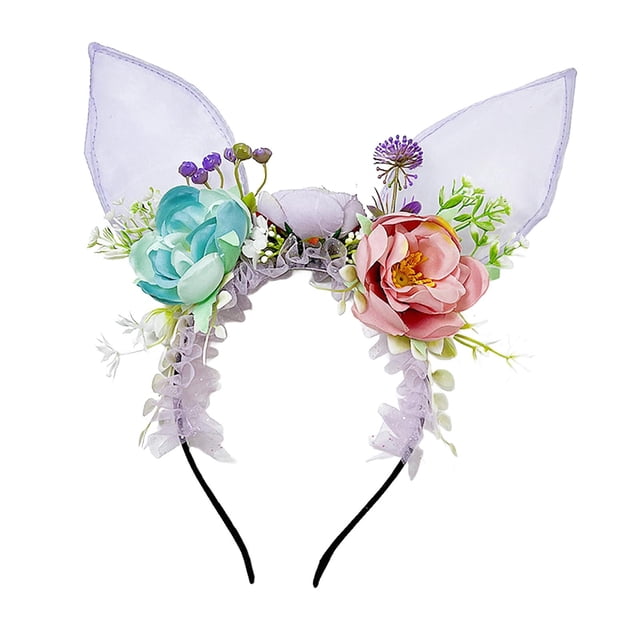 Diadema con orejas de conejo de Pascua, diadema para niños y adultos, accesorios de disfraz Púrpura