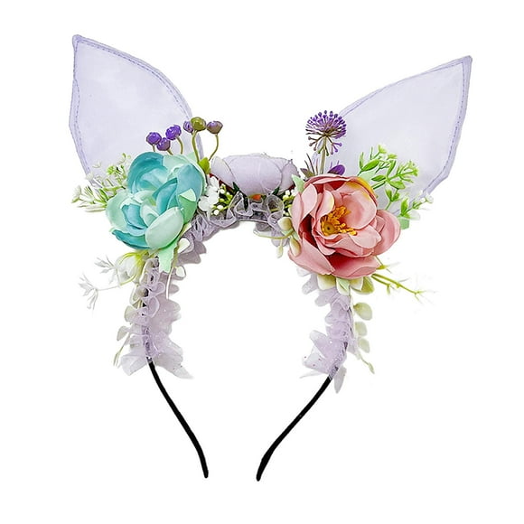 Diadema con orejas de conejo de Pascua, tocado de Aro para el pelo, accesorios bonitos para el cabello, tocado para Navidad, Carnaval, decoración de Púrpura