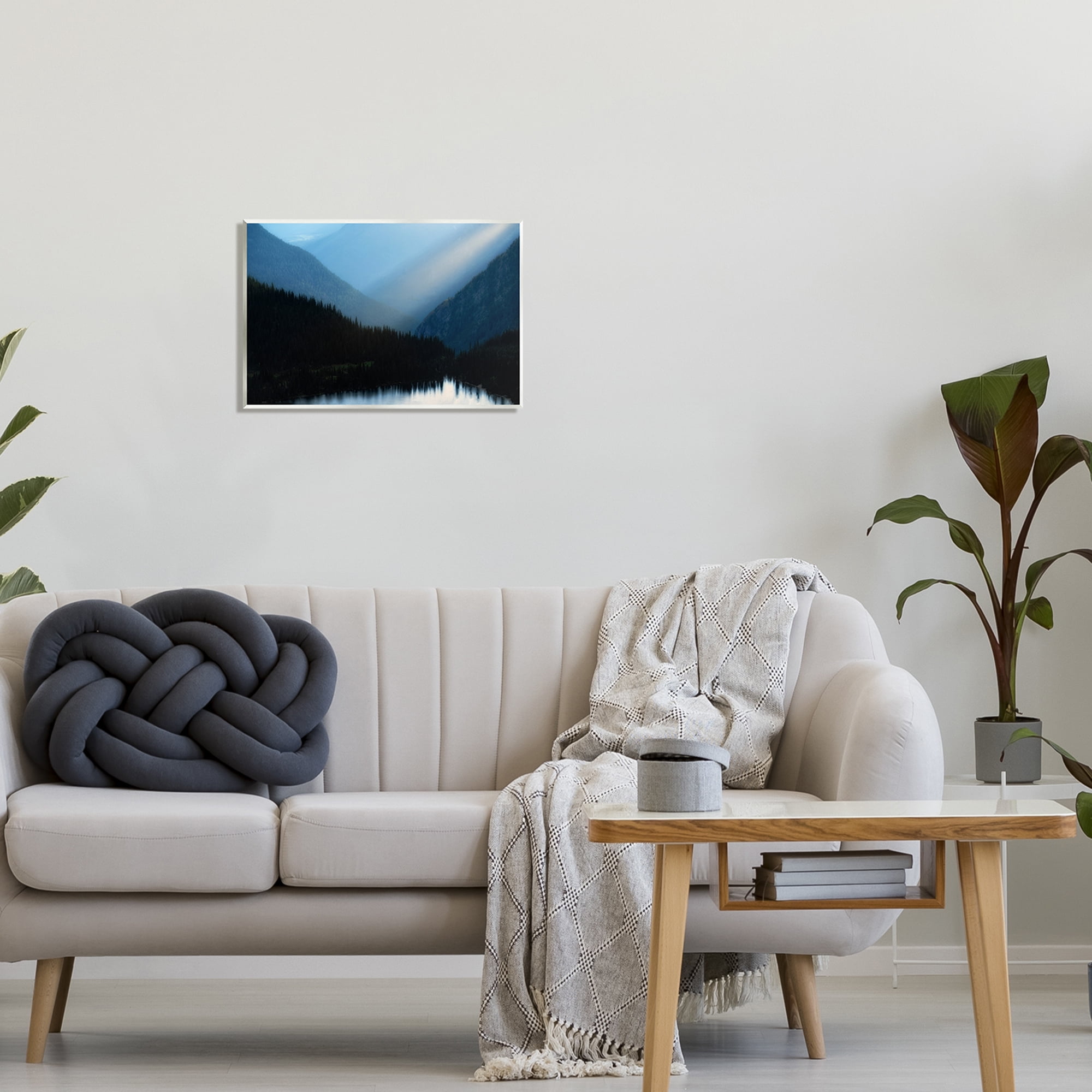 Stupell Industries Blue Mountain Trees Reflection Coastal Photography Unframed Art Print Wall Art