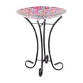 thumbnail image 1 of Mainstays Mosaic Pink Petals Glass Birdbath, 1 of 3