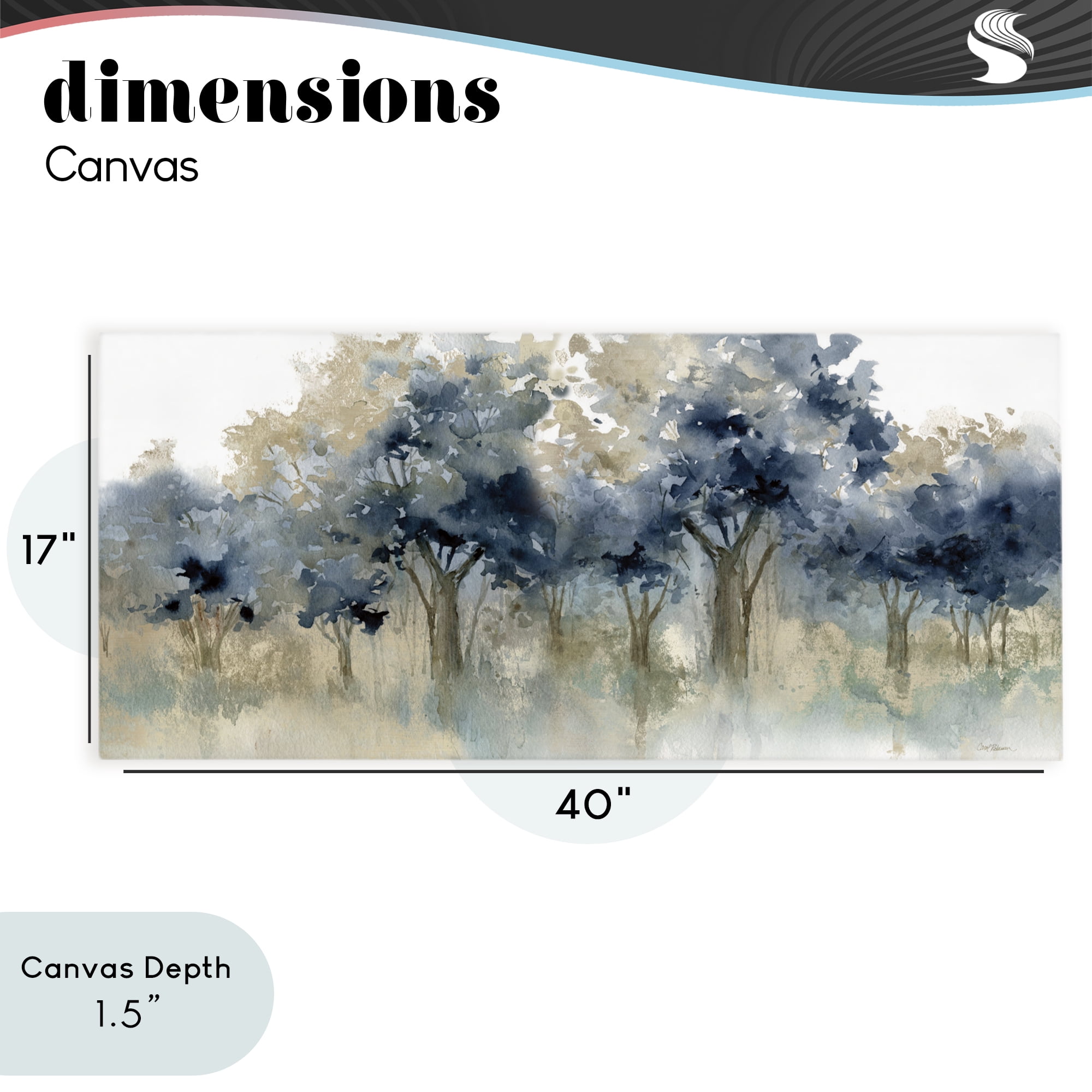 Stupell Industries Indigo Woodland Watercolor Study Canvas Wall Art, design by Carol Robinson
