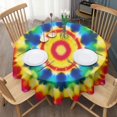 thumbnail image 3 of Colorful Rainbow Tie Dye Spiral Pattern Round Tablecloth 60"x60",Wrinkle Wipeable Table Cloth for Kitchen Dining Room Picnic Patio Party, 3 of 6