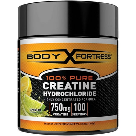 Body Fortress 100% Pure Créatine Chlorhydrate Complément alimentaire Citron Citron vert en poudre, 3,52 oz