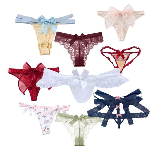 Milanblocks coquette bow lace cute panty Cotton Panties fall underwear - RED - XS/S