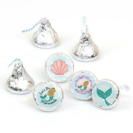 - Let's Be Mermaids - Baby Shower or Birthday Party Round Candy Sticker Favors - Labels Fit Hershey's Kisses - 108 Count