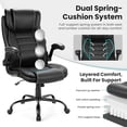 thumbnail image 4 of OUYAWEI Leather Office Chair Reclining Desk Dual Spring Cushion Ergonomic Back Lumbar Support Adjustable Headrest Black, 4 of 8