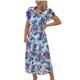 thumbnail image 1 of Vestido casual de manga corta con cuello en V y cintura elástica con cordones para mujer (cinturón incluido) Pompotops ghjkhdj16208, 1 of 7