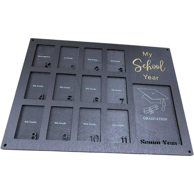 Wall Mounted Picture Frame For K To 12 Memories, Multi-Photo Display For Office, Wooden Color,Black