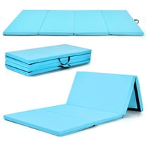 Gymax 8' x 4' x 2'' Folding Gymnastics Tumbling Mat Thickened Exercise Mat Blue