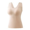thumbnail image 4 of MVRLSH Womens Tank Tops Loose Fit Casual Special Pocket Design Post Surgery Breast Accessory Compatible Built In Bra Tank Top Tops Beige Size XL, 4 of 7