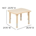thumbnail image 5 of Flash Furniture 21.875"W x 26.625"L Rectangular Natural Plastic Height Adjustable Activity Table, 5 of 10